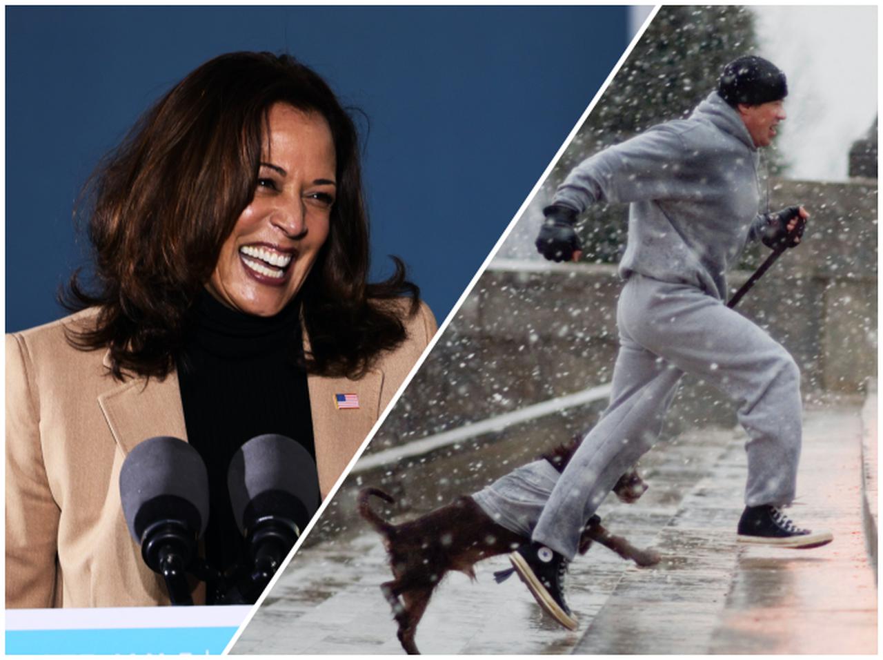 カマラ・ハリス副大統領、偶然「目撃された姿」が『ロッキー』の名シーンと完全に一致