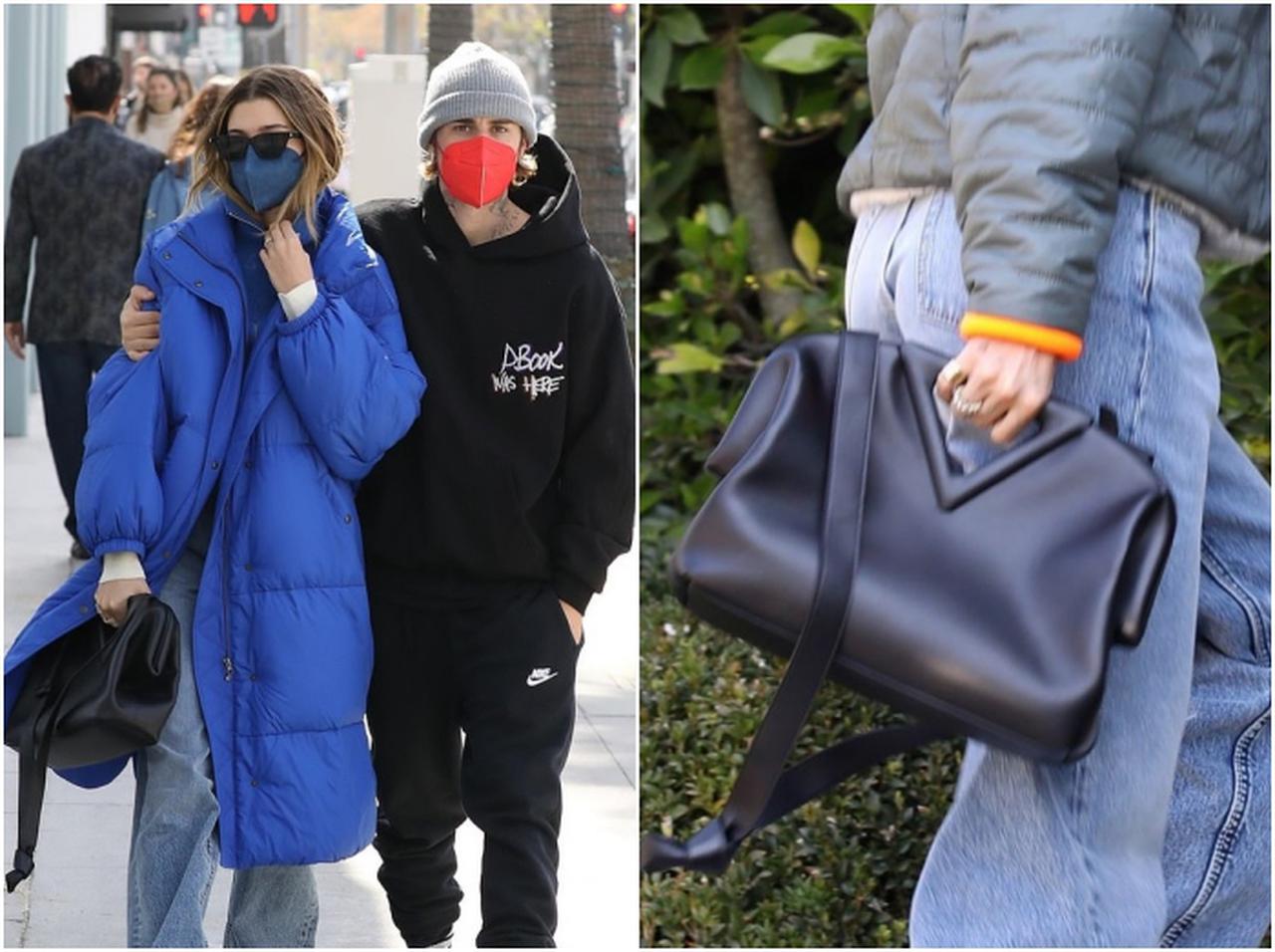 三角形ハンドルが新鮮!ボッテガ・ヴェネタの新作バッグをヘイリー・ビーバーがヘビロテ