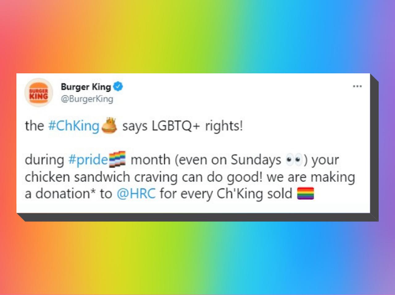 バーガーキング、反LGBTQ+企業を「辛口チキンネタ」でいじり倒す