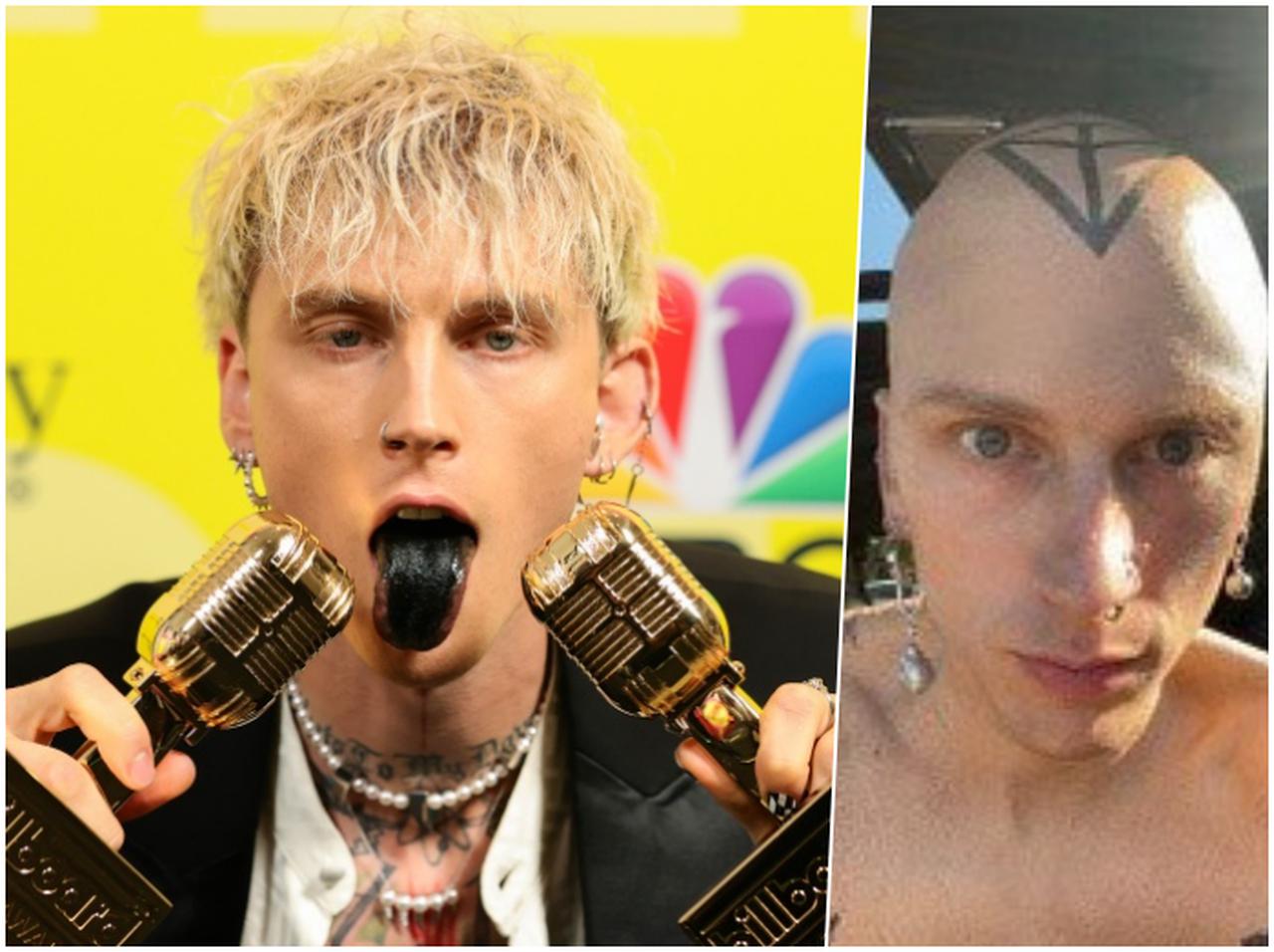 マシン・ガン・ケリー、髪の毛を全剃りして頭に巨大タトゥーを入れた写真を公開