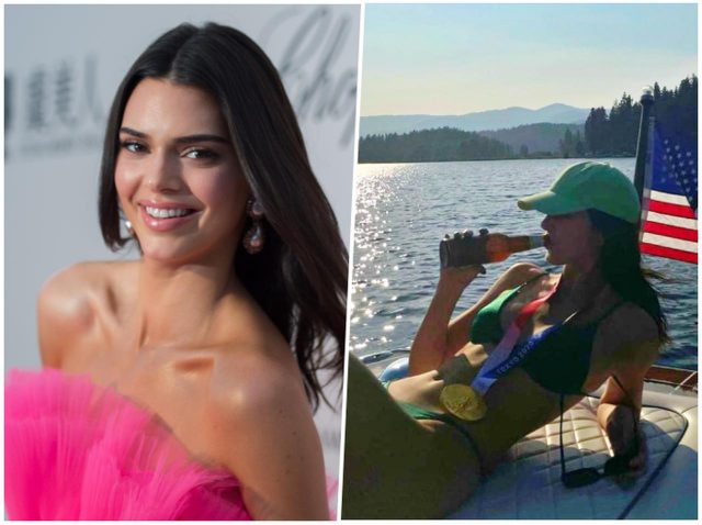 ケンダル・ジェンナー、東京オリンピックの「金メダル」を首にかけてまったり