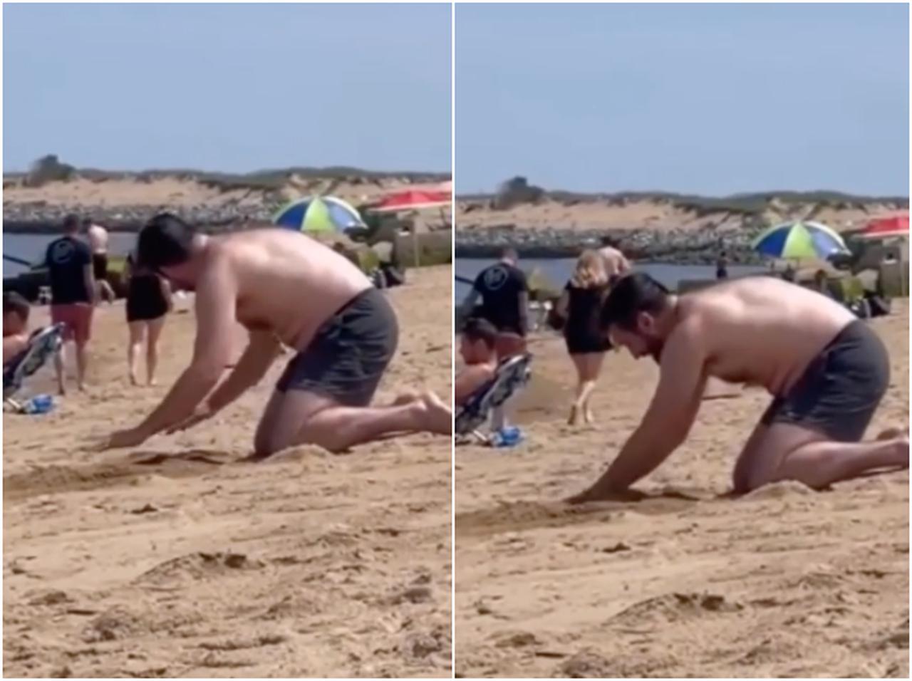 砂浜で犬のように穴掘りを始めた男性が理想のパートナーすぎる