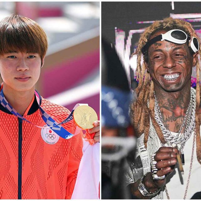 リル・ウェイン、堀米選手が東京五輪で獲得した金メダルをぶら下げご満悦