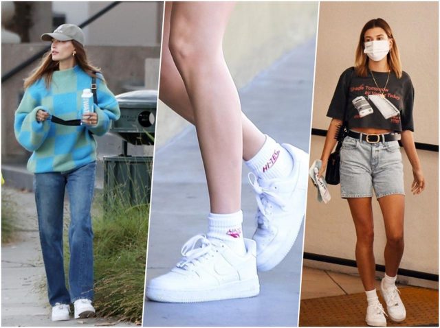 ナイキ「エアフォース１」白スニーカーを履きこなす！ヘイリー・ビーバーのコーデを拝見