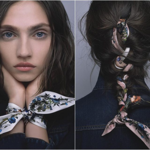 ヘアアレンジにもアクセにも、ディオールのシルクスカーフが秋のマストハブ