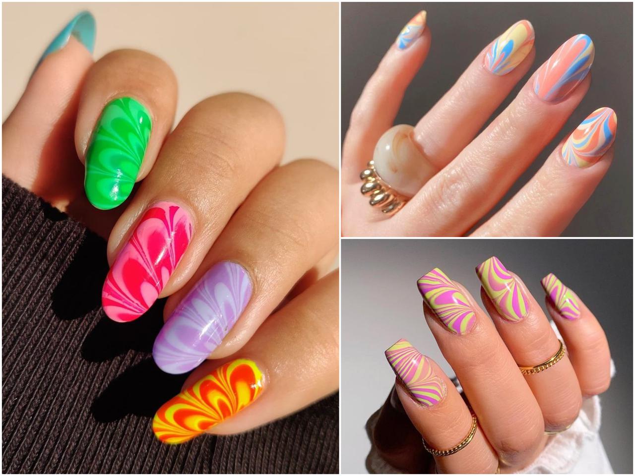 90年代風の「ウォーターマーブルネイル」が復活!2022年春夏トレンドネイル