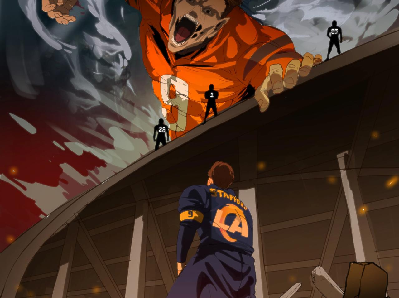 米NFL界隈で『進撃の巨人』が大流行、スーパーボウルに向けた「1枚の画像」が話題