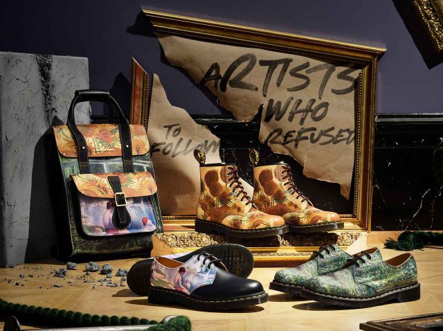 ドクターマーチンが、ゴッホ、モネ、スーラの代表作を投影したコラボレーションを発表