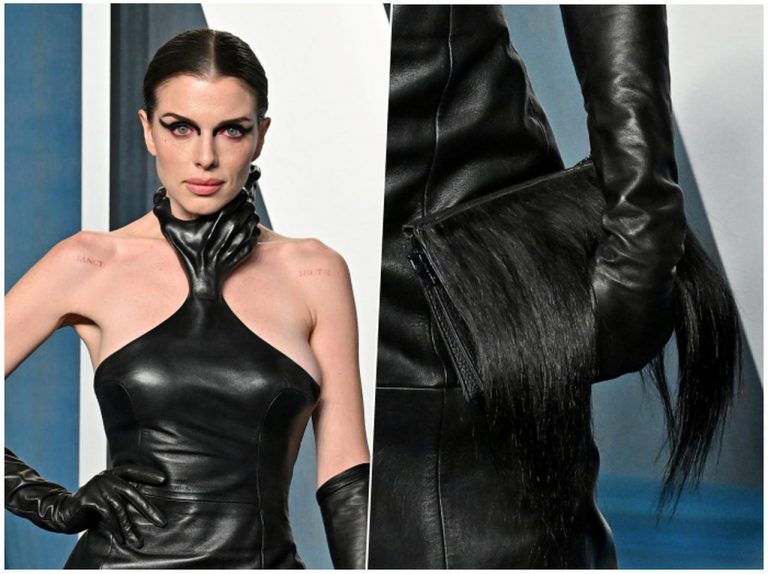 カニエ・ウェスト元恋人、「人間の毛」がついたクラッチバッグを持参