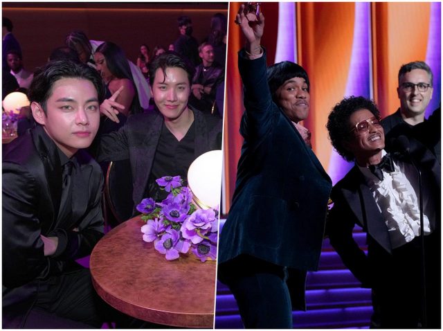 BTSのV、大好きなシルク・ソニックの受賞に満面の笑みで大はしゃぎ【グラミー賞】