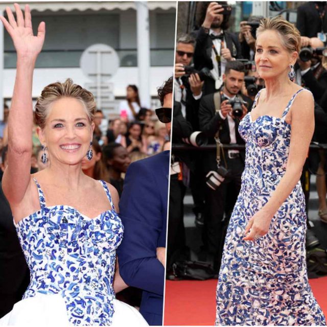 レッドカーペットで早着がえ！シャロン・ストーンの2ウェイドレスに視線が集中