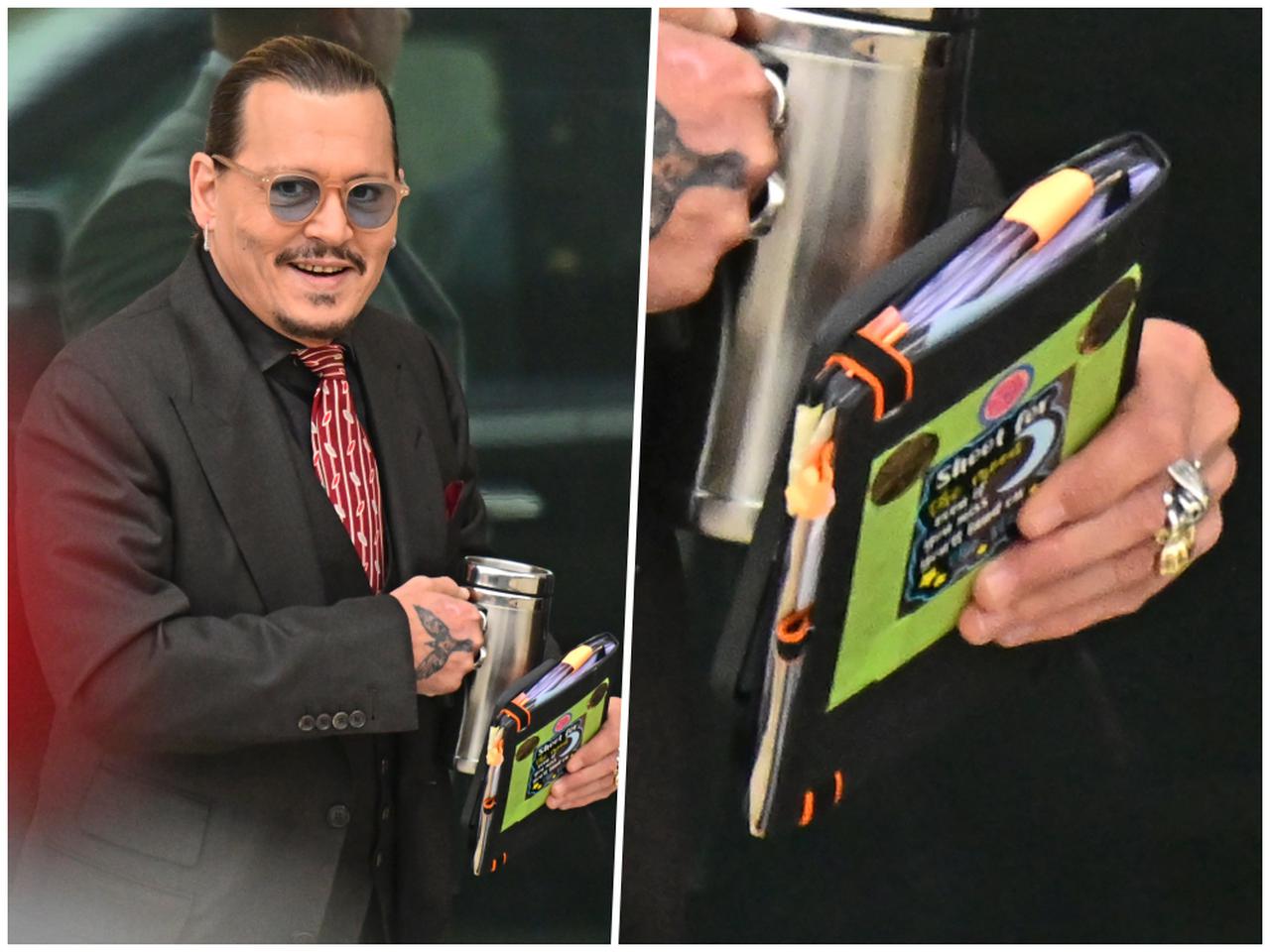 ジョニー・デップ、法廷に毎回持参のノートの“裏”に書かれた「メッセージ」が話題