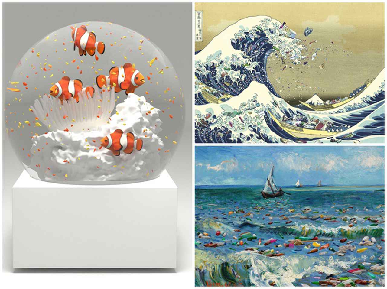 名画の海がプラスチックごみだらけに!海洋ごみ問題をアートで見つめる「“名画になった”海 展」が開催