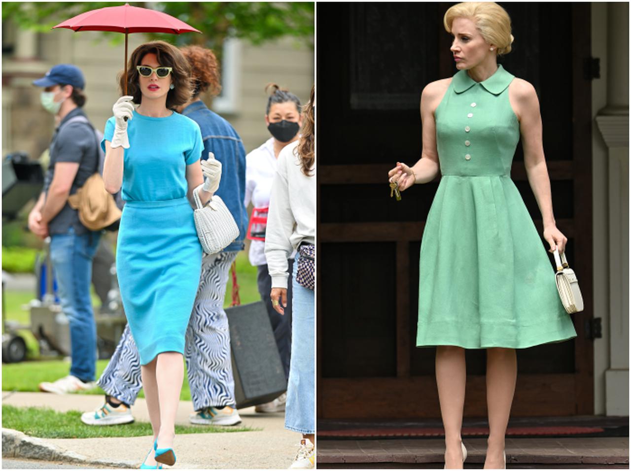 アン・ハサウェイの「60年代風ワンピース」姿が真似したいほど可愛い!ジェシカ・チャステインも!