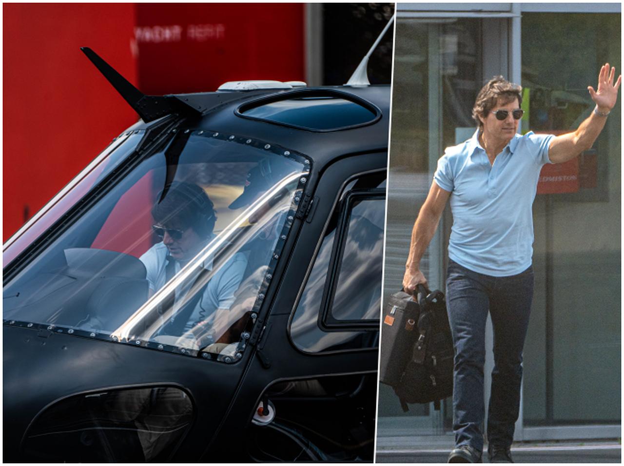 ヘリを自ら操縦して移動!ヘリポートに降り立ったトム・クルーズが決まりすぎている【写真】