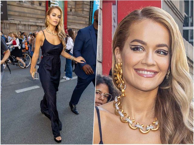 リタ・オラ、小物使いが目を引くブラックドレスコーデ【セレブの最新スタイル】