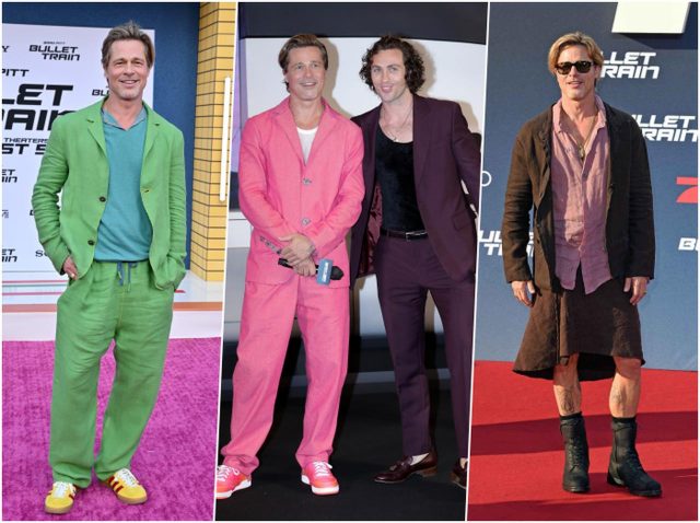 カラースーツからスカートまで、ブラッド・ピットの『ブレット・トレイン』全プレミアのファッションを一挙紹介