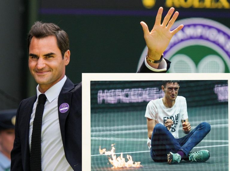 自分の体に火をつけて抗議、ロジャー・フェデラーの引退試合前に起こった騒動