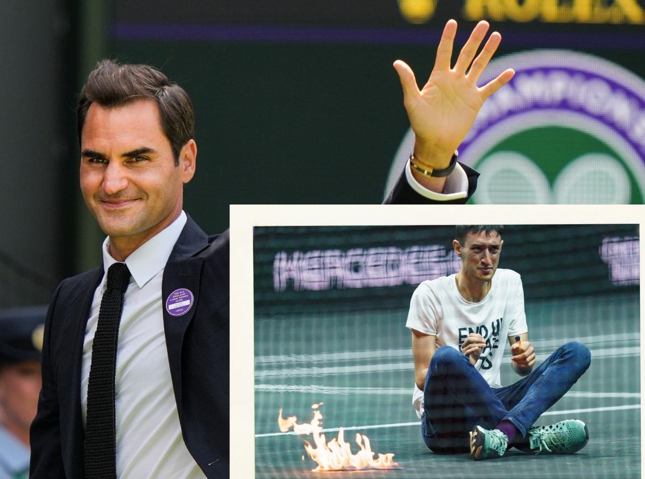 自分の体に火をつけて抗議、ロジャー・フェデラーの引退試合前に起こった騒動
