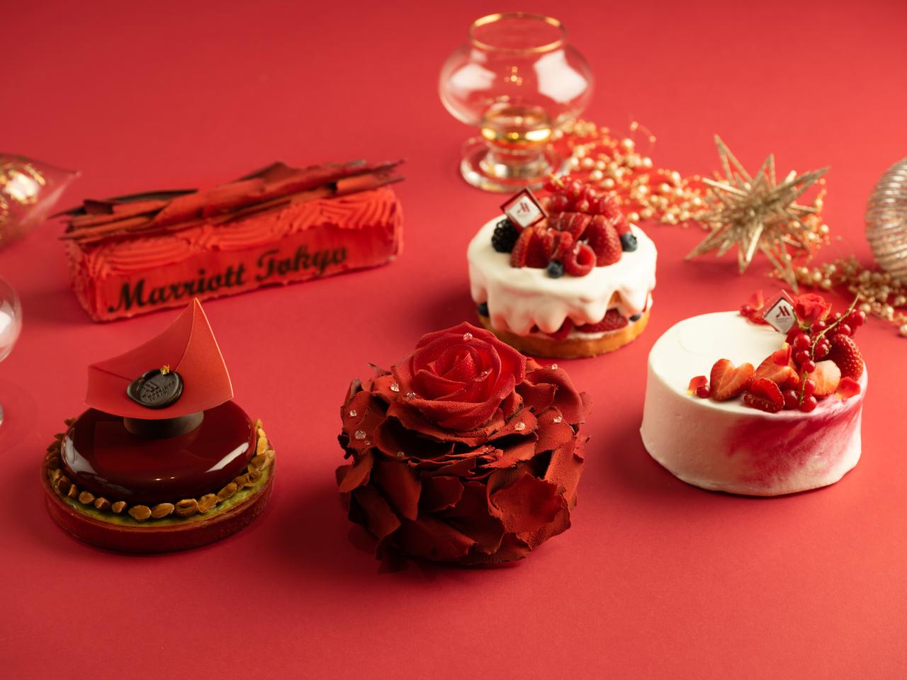 東京マリオットホテル2022年クリスマスケーキ、“真っ赤なバラ”のケーキや“ヴィーガン”ショートケーキが登場