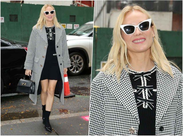 ダイアン・クルーガー、千鳥格子のジャケットでまとめた大人可愛いコーデ【セレブの最新スタイル】