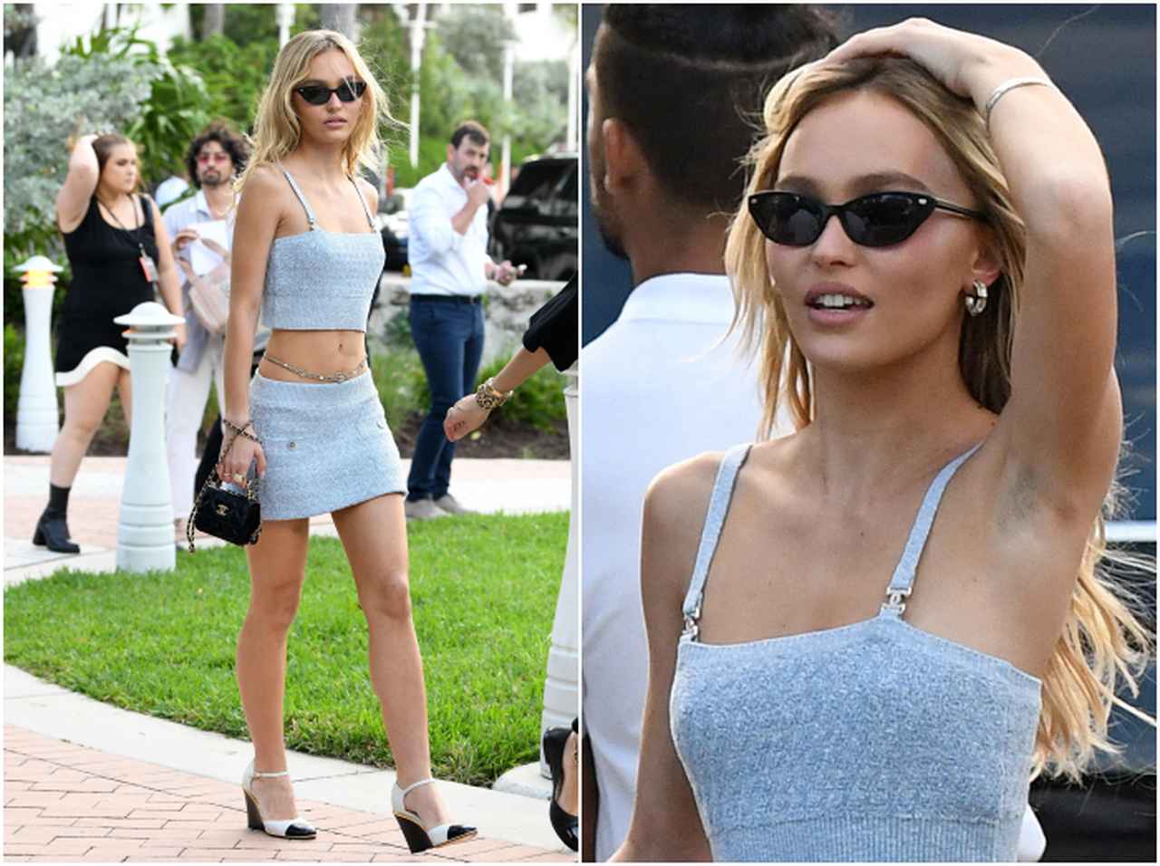 リリー・ローズ・デップ、チェーンベルトが輝くリゾートスタイル【セレブの最新スタイル】