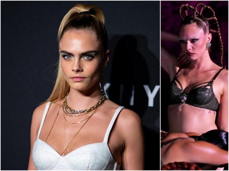 カーラ・デルヴィーニュがランジェリー姿で別人に、リアーナのショーに登場