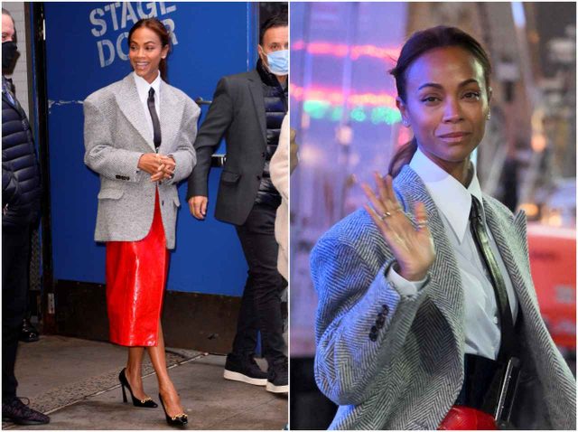 ゾーイ・サルダナ、赤いスカートがインパクト大なグッチコーデ【セレブの最新スタイル】