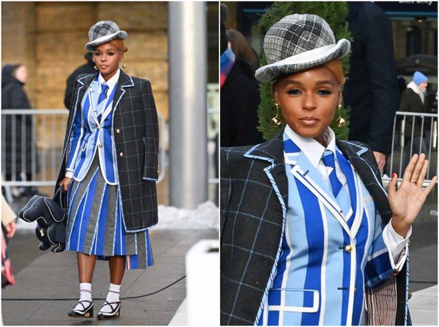 ジャネール・モネイ、犬のバッグで遊び心を足したスーツスタイル【セレブの最新スタイル】