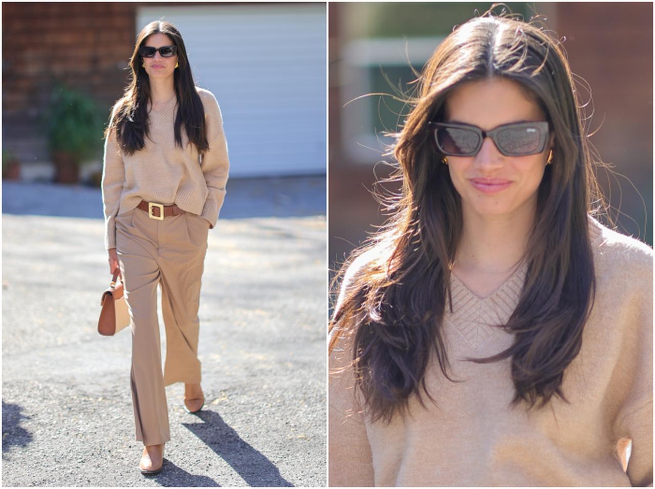 サラ・サンパイオ、ベージュで統一したリラックスコーデ【セレブの最新スタイル】