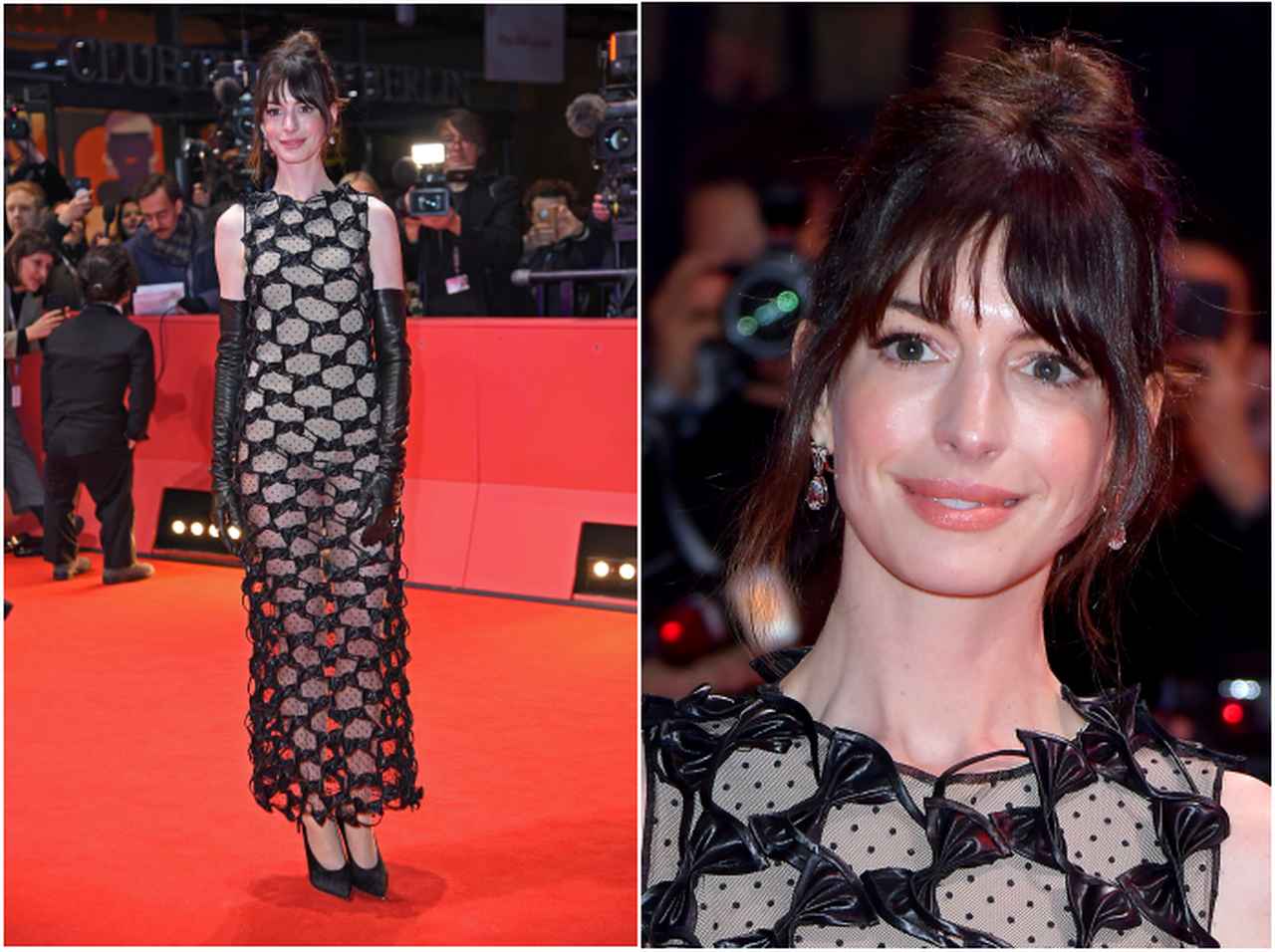 アン・ハサウェイ、珍しくシースルードレスを着用【ベルリン国際映画祭】