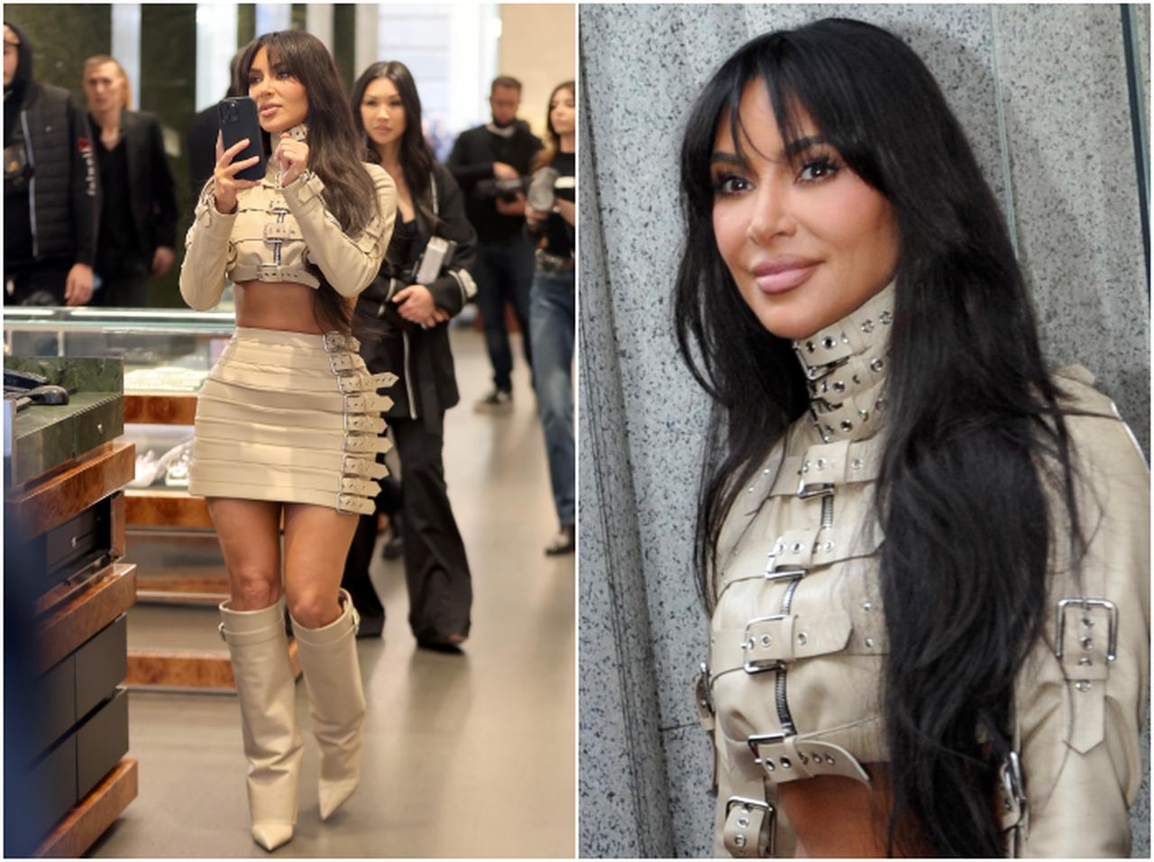 キム・カーダシアン、バックルで魅せるアバンギャルドなセットアップコーデ【セレブの最新スタイル】