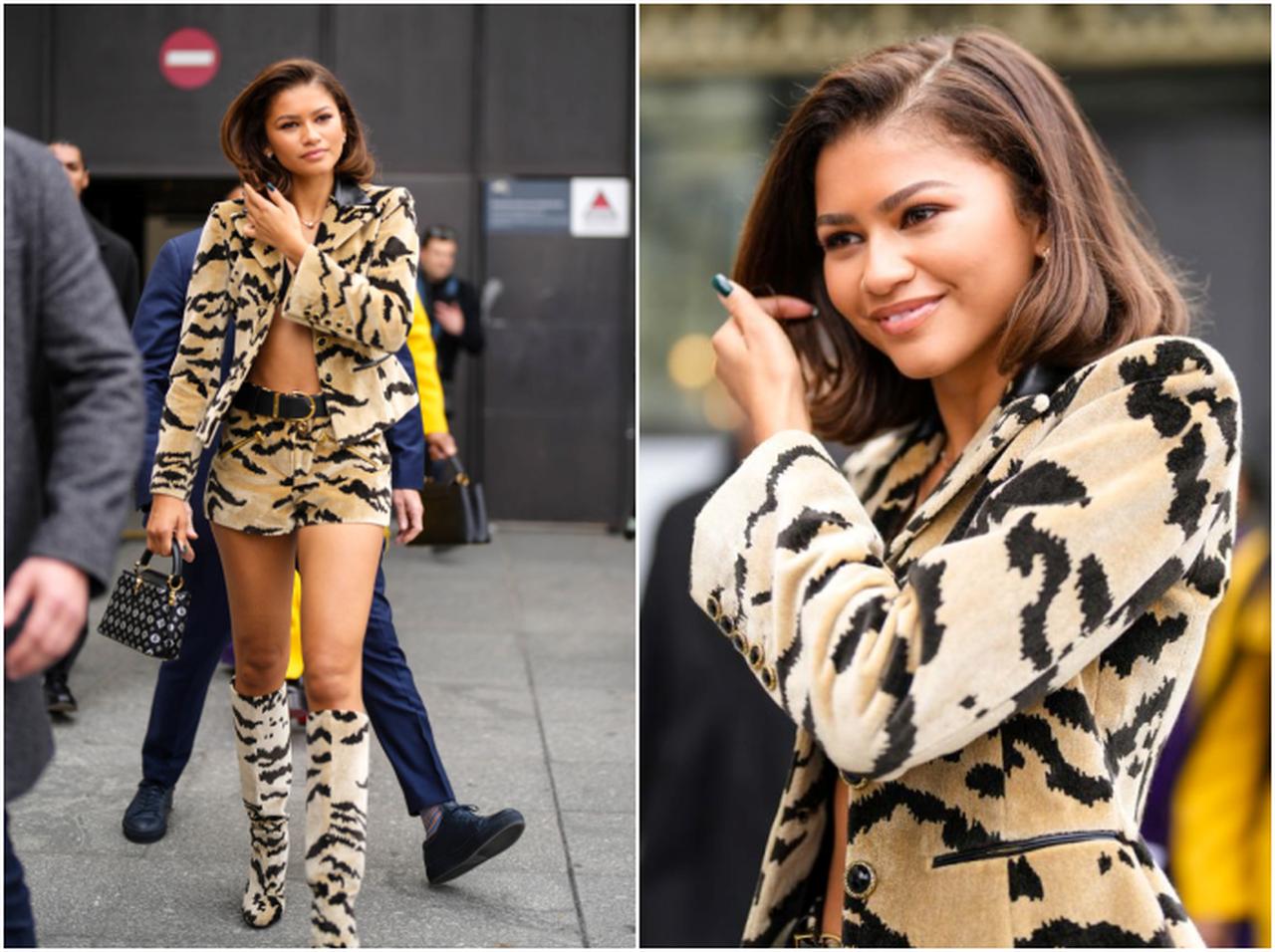 ゼンデイヤ、ギャルみの強いアニマル柄セットアップを着こなす