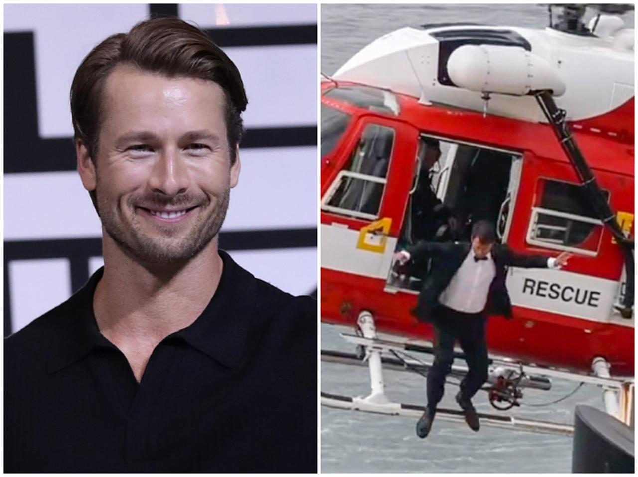 トム・クルーズの影響!?グレン・パウエルがヘリコプターから飛び降りて走る！【写真アリ】