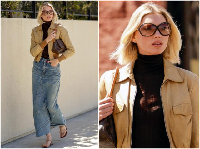 エルザ・ホスク、トレンドのデニムマキシが主役のヴィンテージ風コーデ