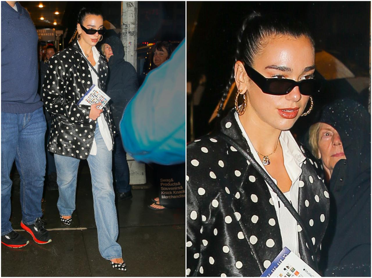 デュア・リパ、ポルカドットのジャケットで脱マンネリ【セレブの最新スタイル】