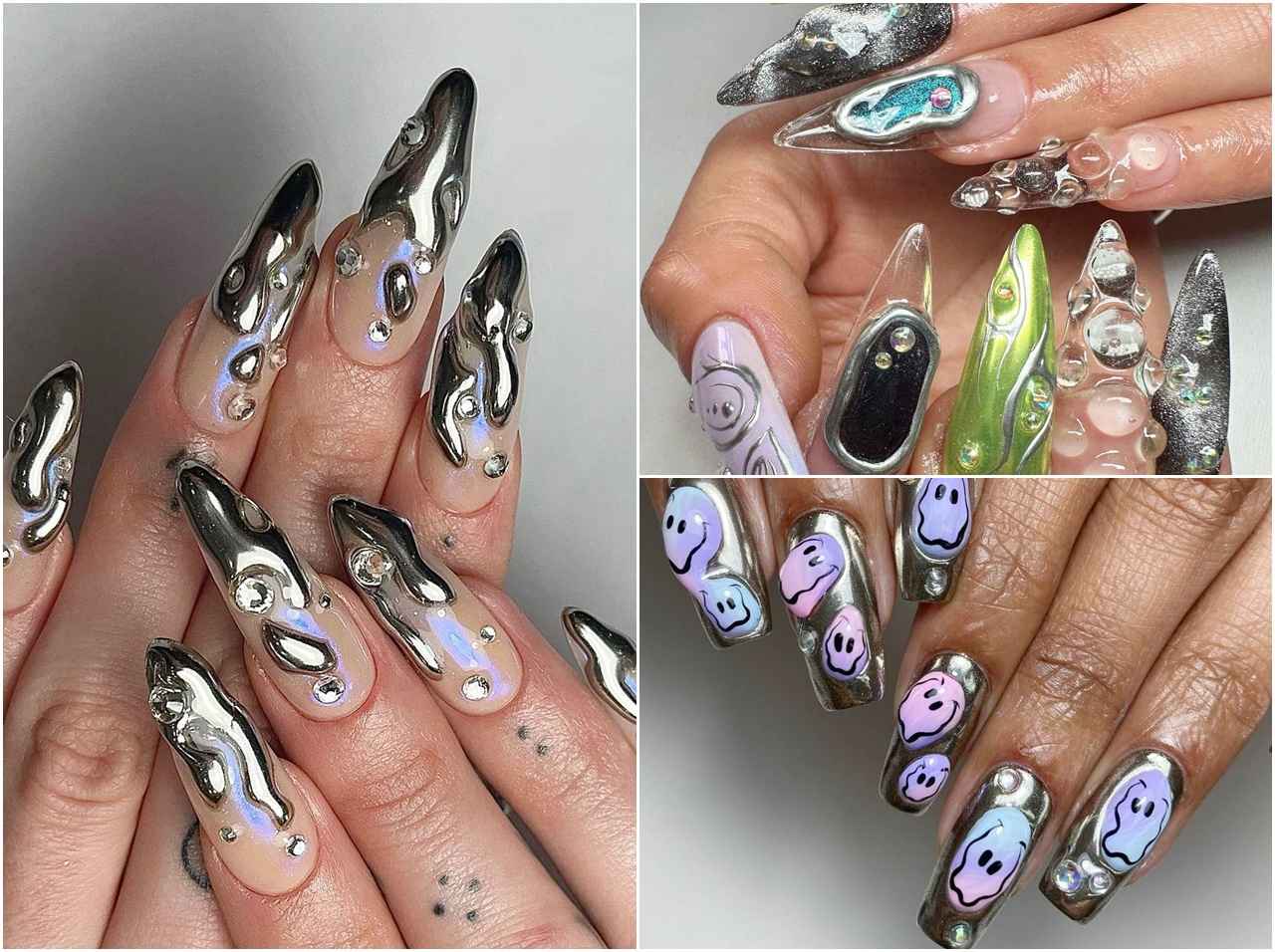 最旬ネイルデザインは「3Dクロムネイル」!立体感を強調したクロムネイルがトレンド入り