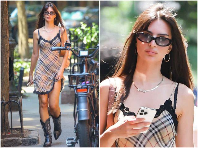 エミリー・ラタコウスキー、スリップドレスを主役にした90年代風コーデ【セレブの最新スタイル】