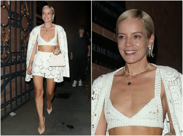 リリー・アレン、夏らしいクロシェ編みセットアップのホワイトコーデ【セレブの最新スタイル】