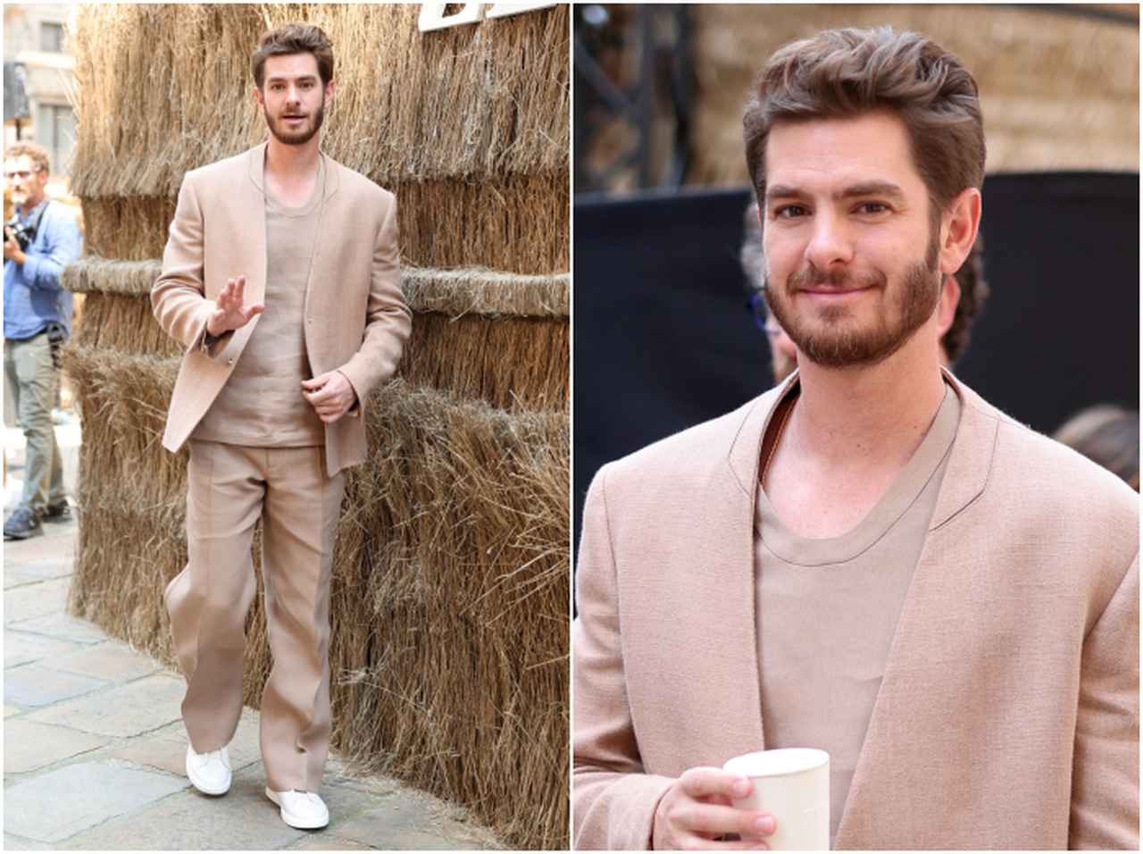 アンドリュー・ガーフィールド、ニュアンスカラーで仕上げるスーツスタイル【セレブの最新スタイル】