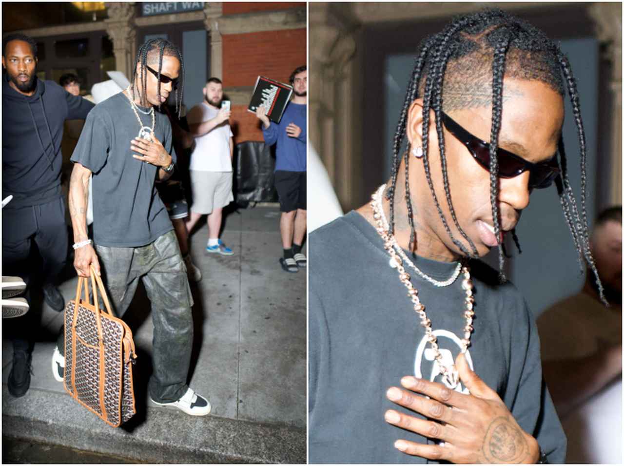 トラヴィス・スコット、レザーのカーゴパンツが主役のブラックコーデ【セレブの最新スタイル】