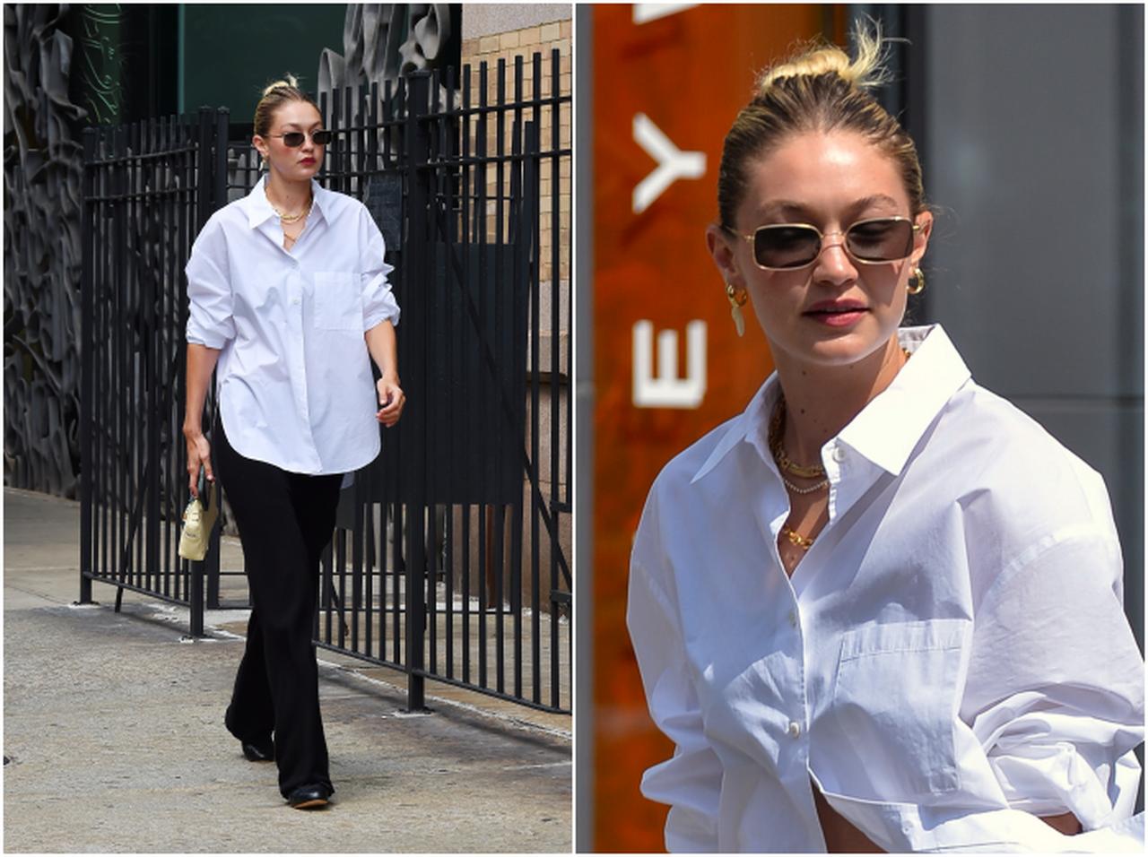 ジジ・ハディッド、小物で昇華させた定番コーデ