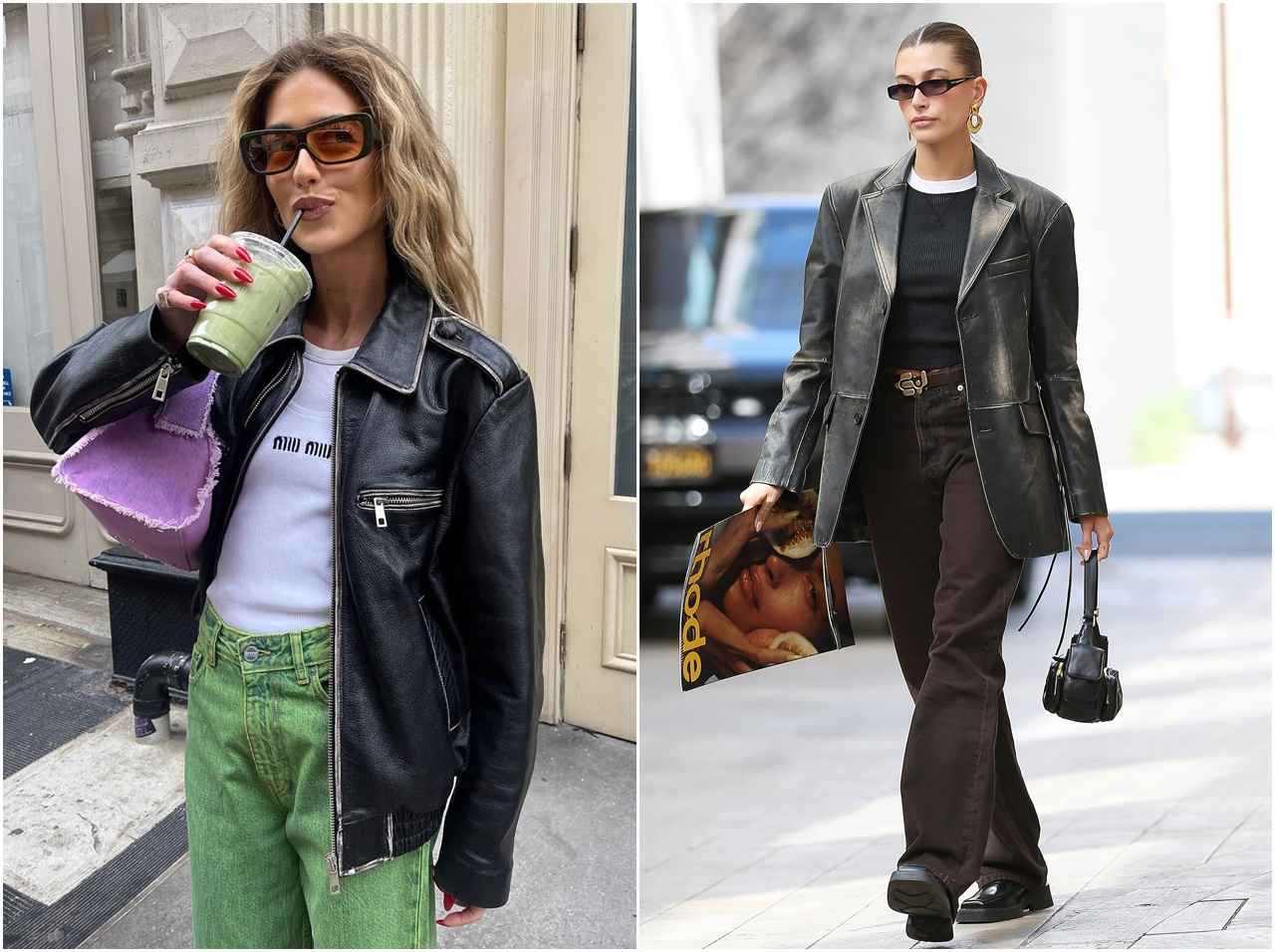ヴィンテージ風の「レザーアウター」が一大トレンドに！海外セレブに学ぶ今っぽい着こなし