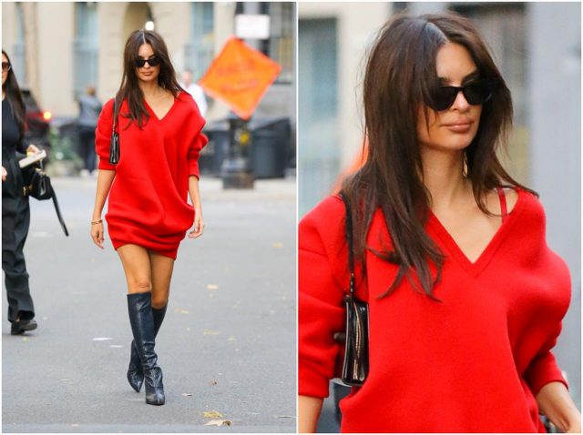 エミリー・ラタコウスキー、洗練されたニットワンピースコーデ【セレブの最新スタイル】