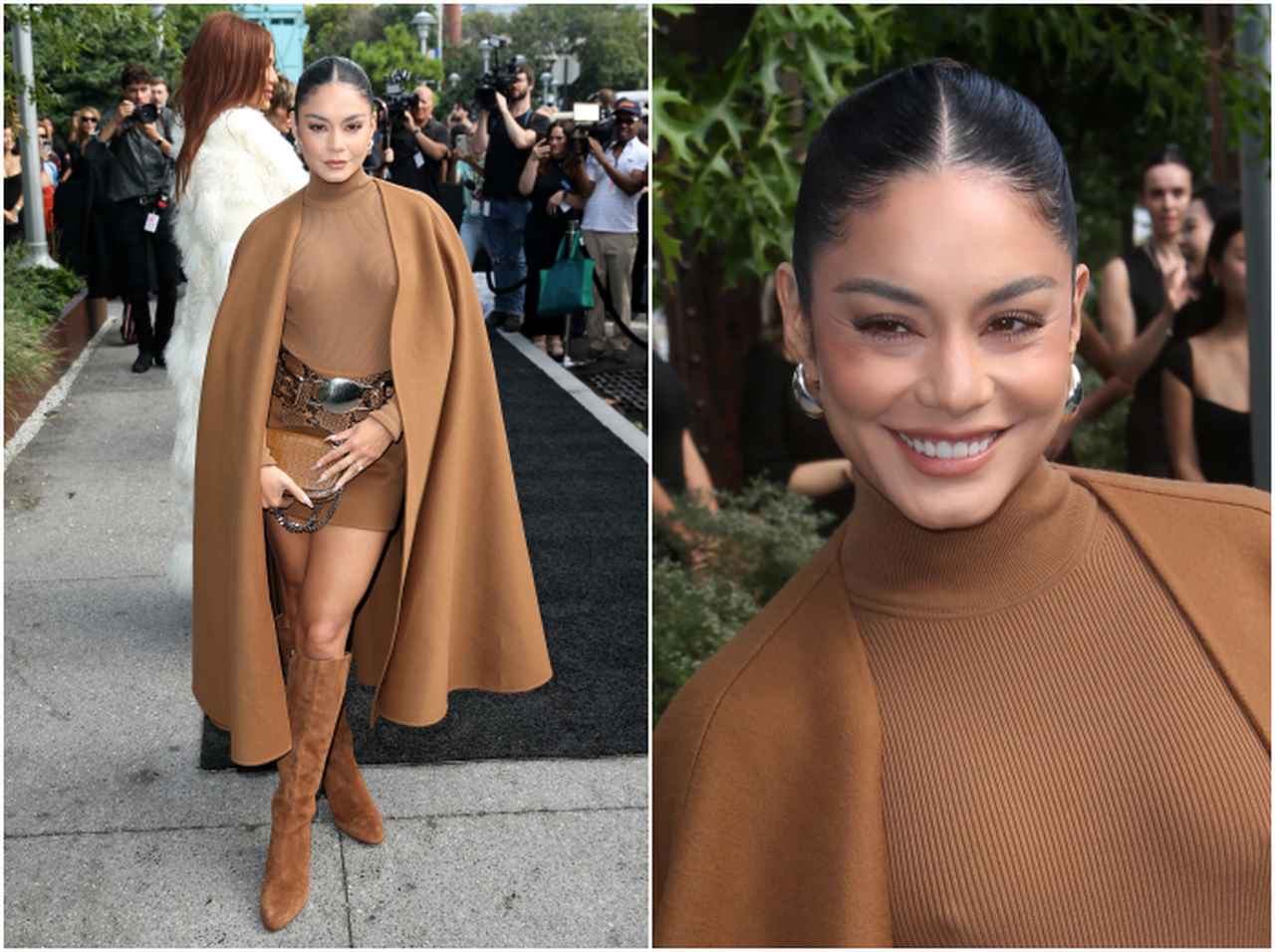 ヴァネッサ・ハジェンズ、ブラウンで統一したワントーンコーデ【セレブの最新スタイル】