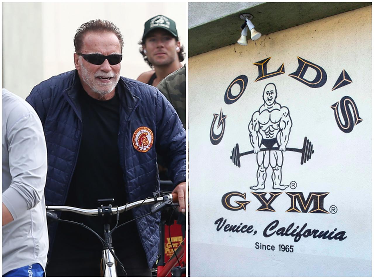 シュワちゃんをゴールドジムの前で発見、日課の筋トレに息子を同伴【写真アリ】