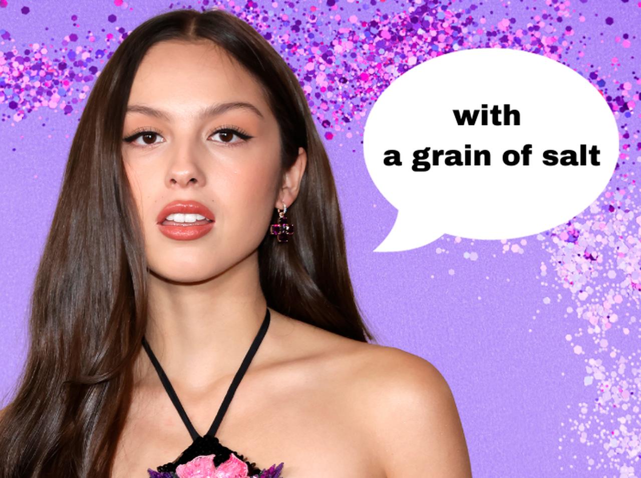 オリヴィア・ロドリゴが使ってた「with a grain of salt」ってどんな意味？