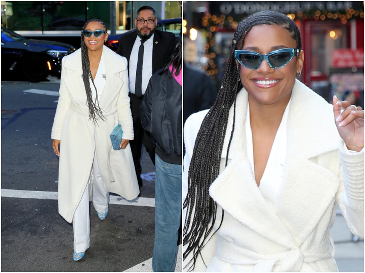 アリアナ・デボーズ、ブルーを効かせたホワイトコーデ【セレブの最新スタイル】