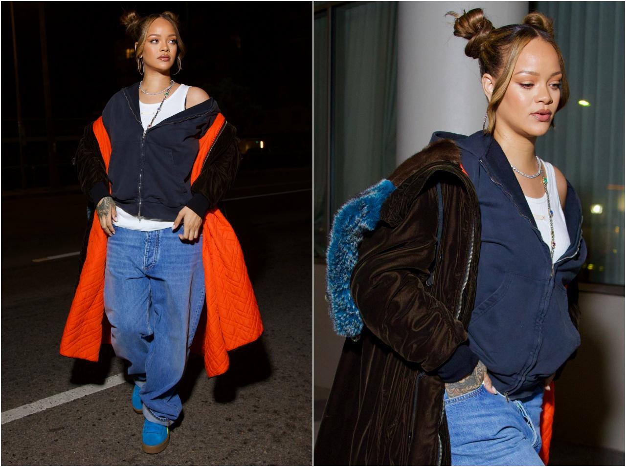 リアーナ、ヴィンテージコートを着こなす上級ストリートスタイル【セレブの最新スタイル】