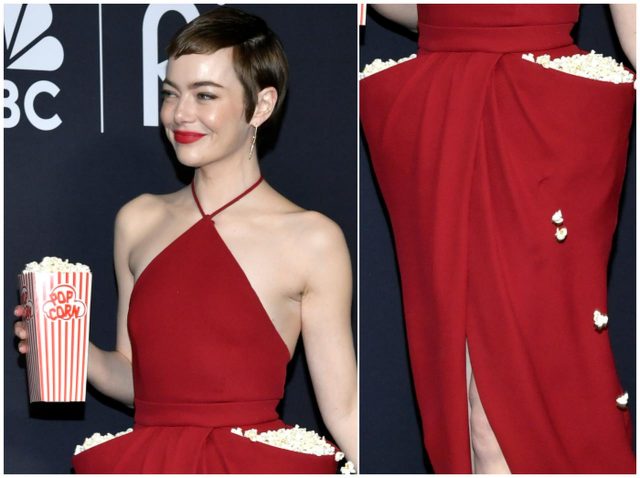 エマ・ストーン、ルイ・ヴィトンのドレスにポップコーンを詰め込む